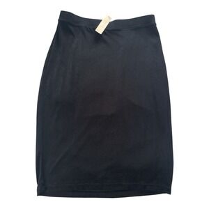 NWT Chico's Travelers Collection Black Slinky Jersey A-Line Midi Skirt Sz 1 8/10